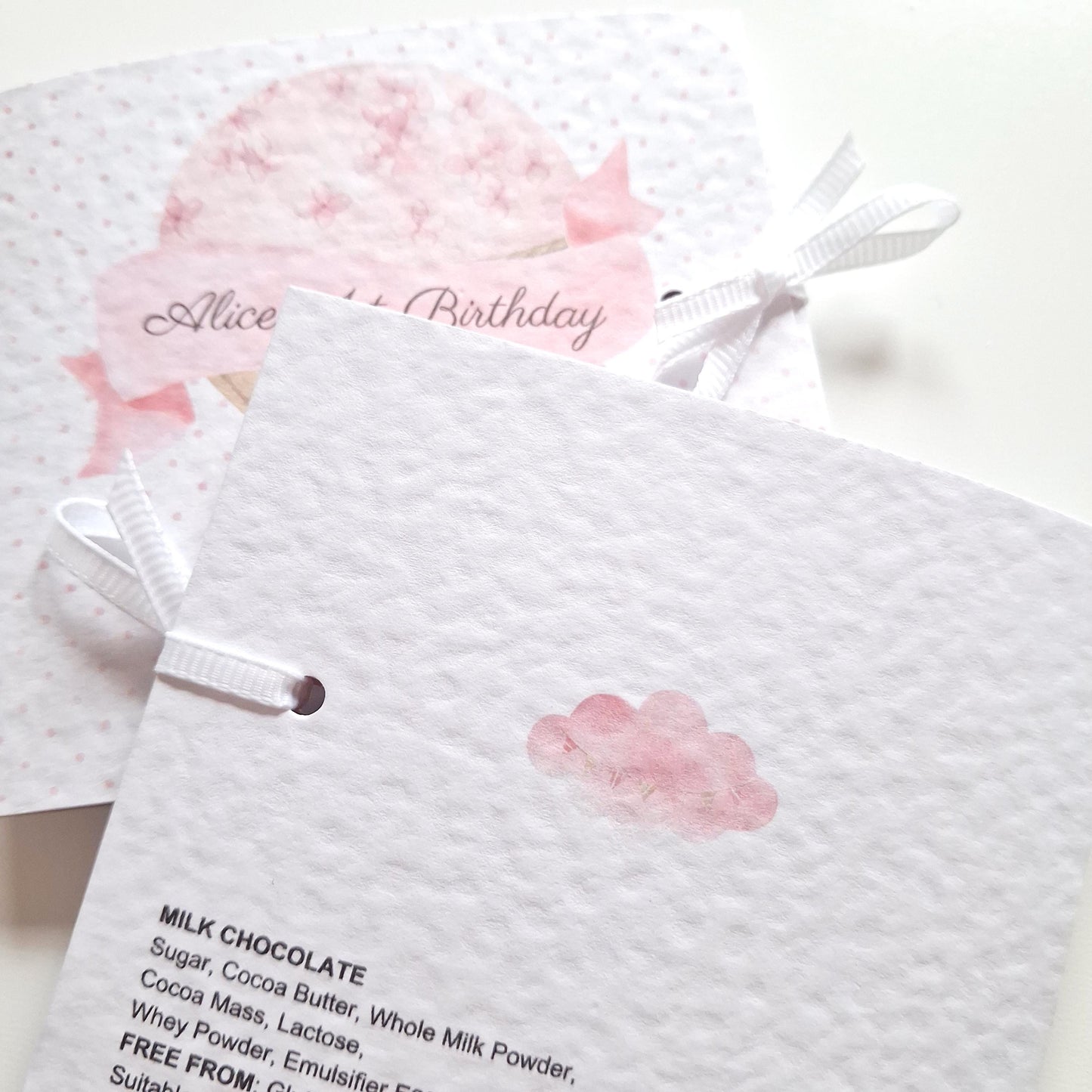 Personalised 1st Birthday Favours – Pink Hot Air Balloon Chocolate Thank-You Treats