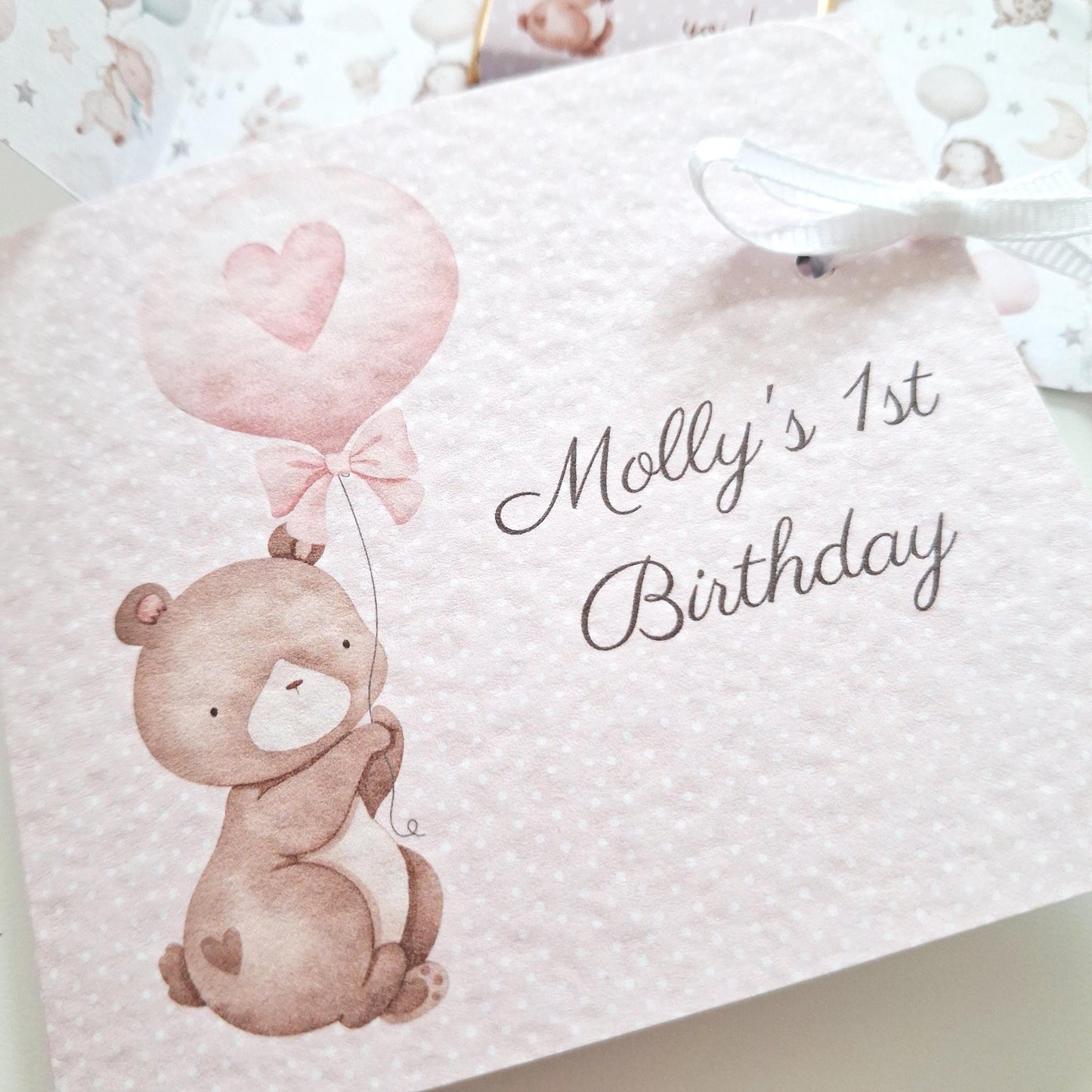 Baby Bear 1st Birthday Favours – Personalised Chocolate Treats for Girls