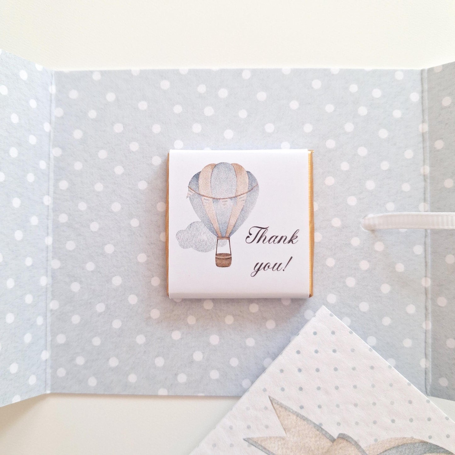 Blue Hot Air Balloon Christening Favours – Personalised Chocolate Gifts