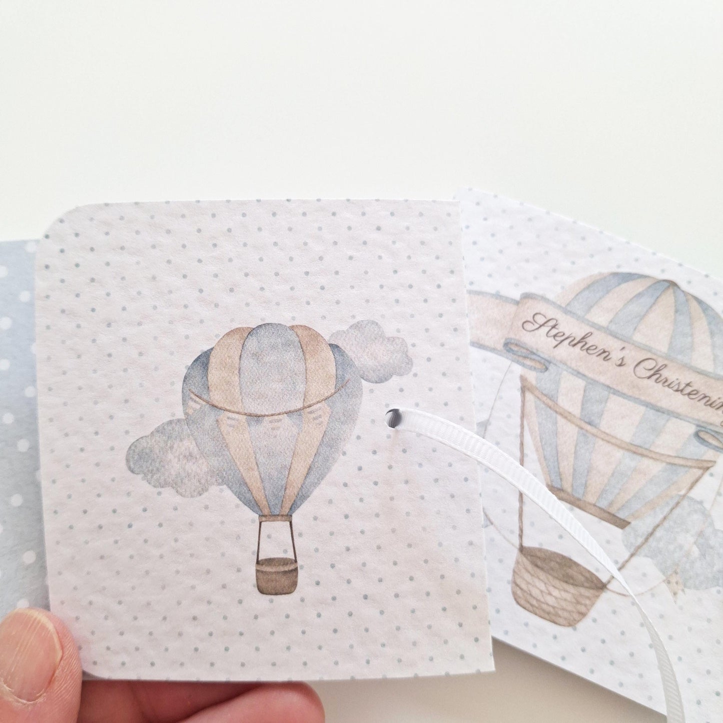 Blue Hot Air Balloon Christening Favours – Personalised Chocolate Gifts