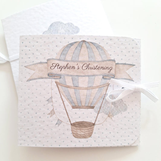 Blue Hot Air Balloon Christening Favours – Personalised Chocolate Gifts