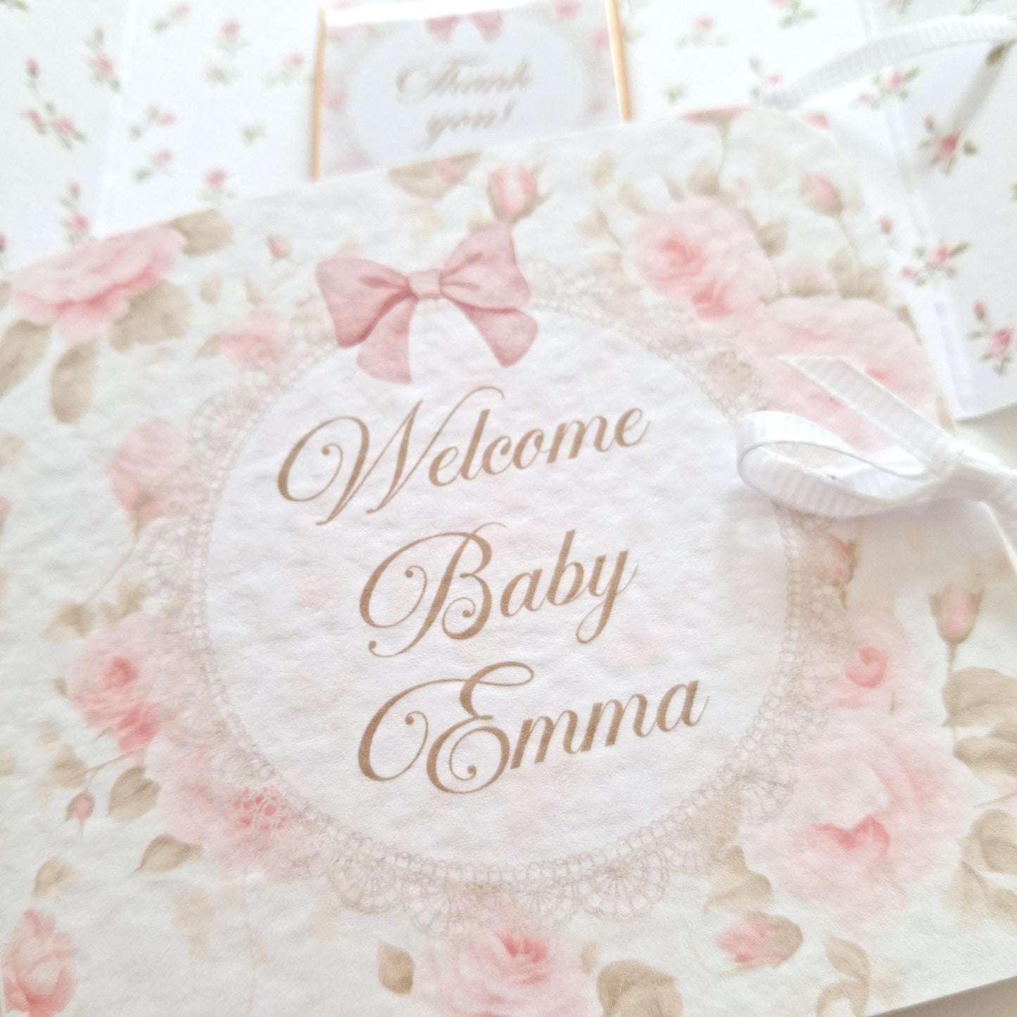 Personalised Welcome Baby Girl Favours – Chocolate Thank-You Gifts