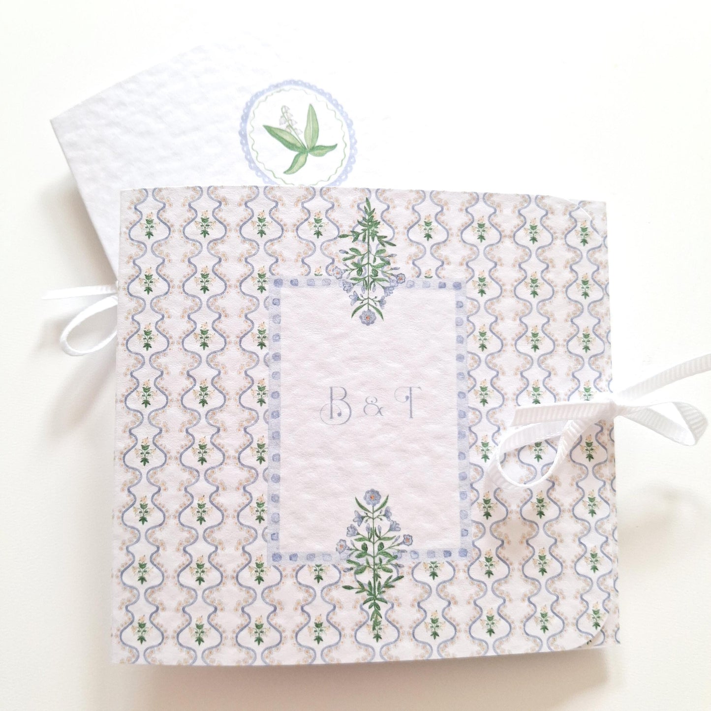 Blue Botanical Wedding Favours – Personalised Chocolate Gifts