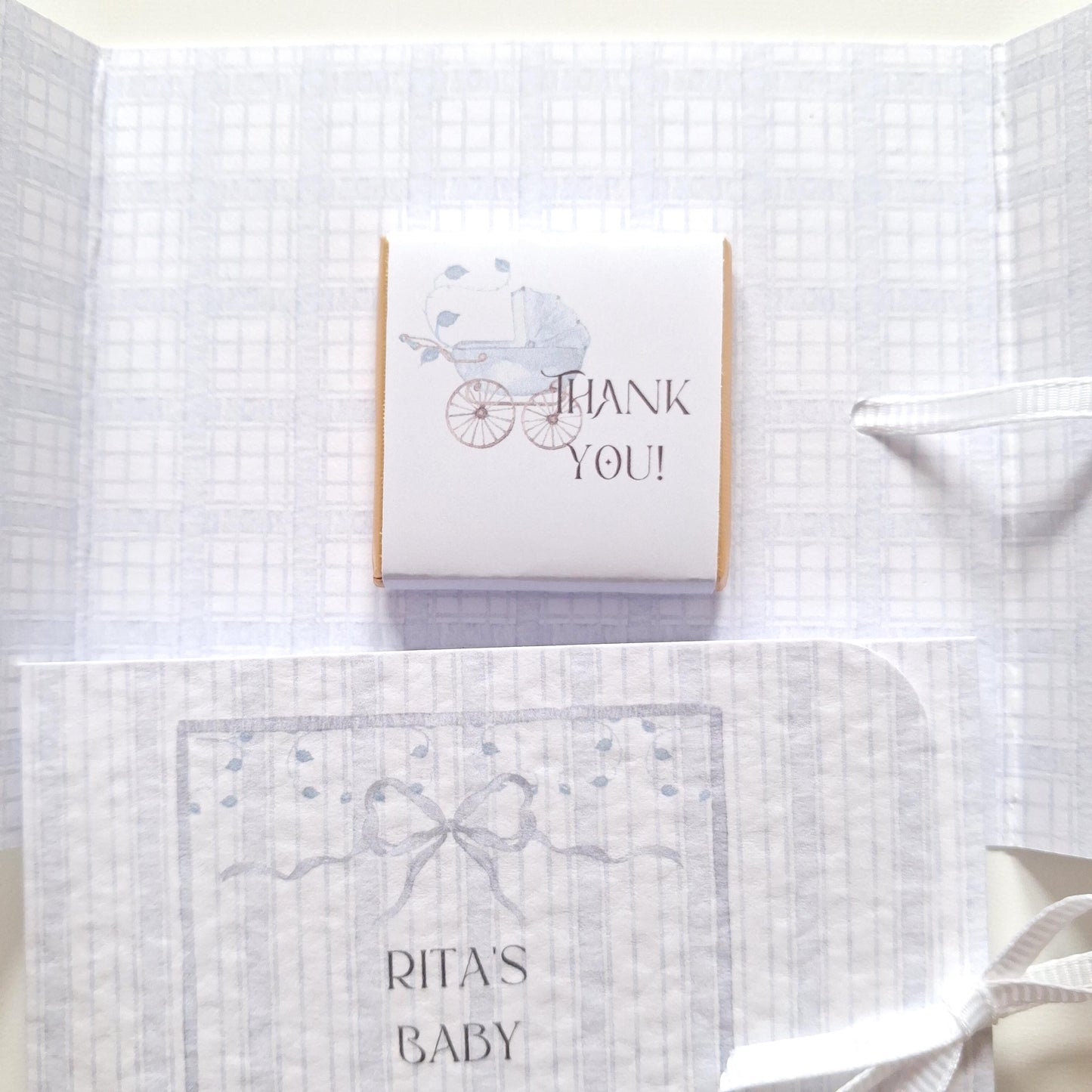 Personalised Baby Shower Favours for Boys – Soft Blue Chocolate Thank-You Treats