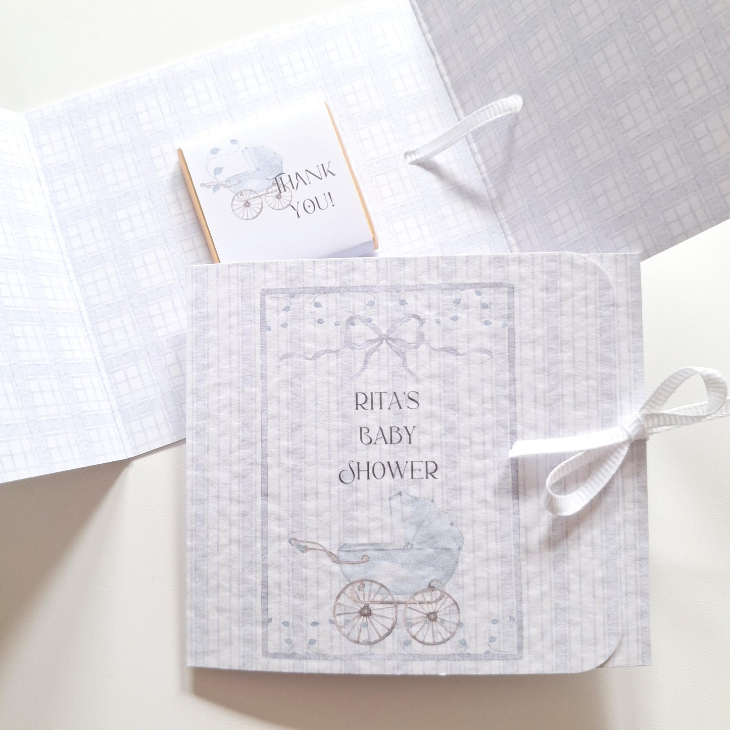 Personalised Baby Shower Favours for Boys – Soft Blue Chocolate Thank-You Treats