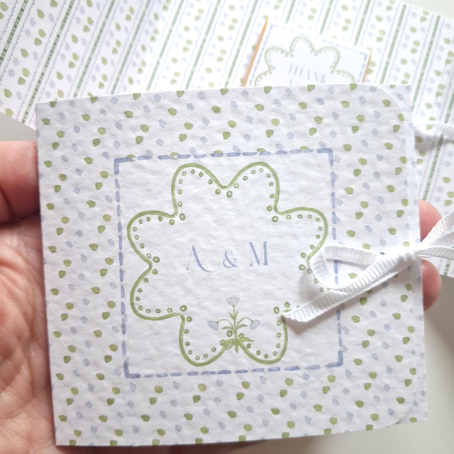 Custom Wedding Favours with Chocolate – Blue and Green Design