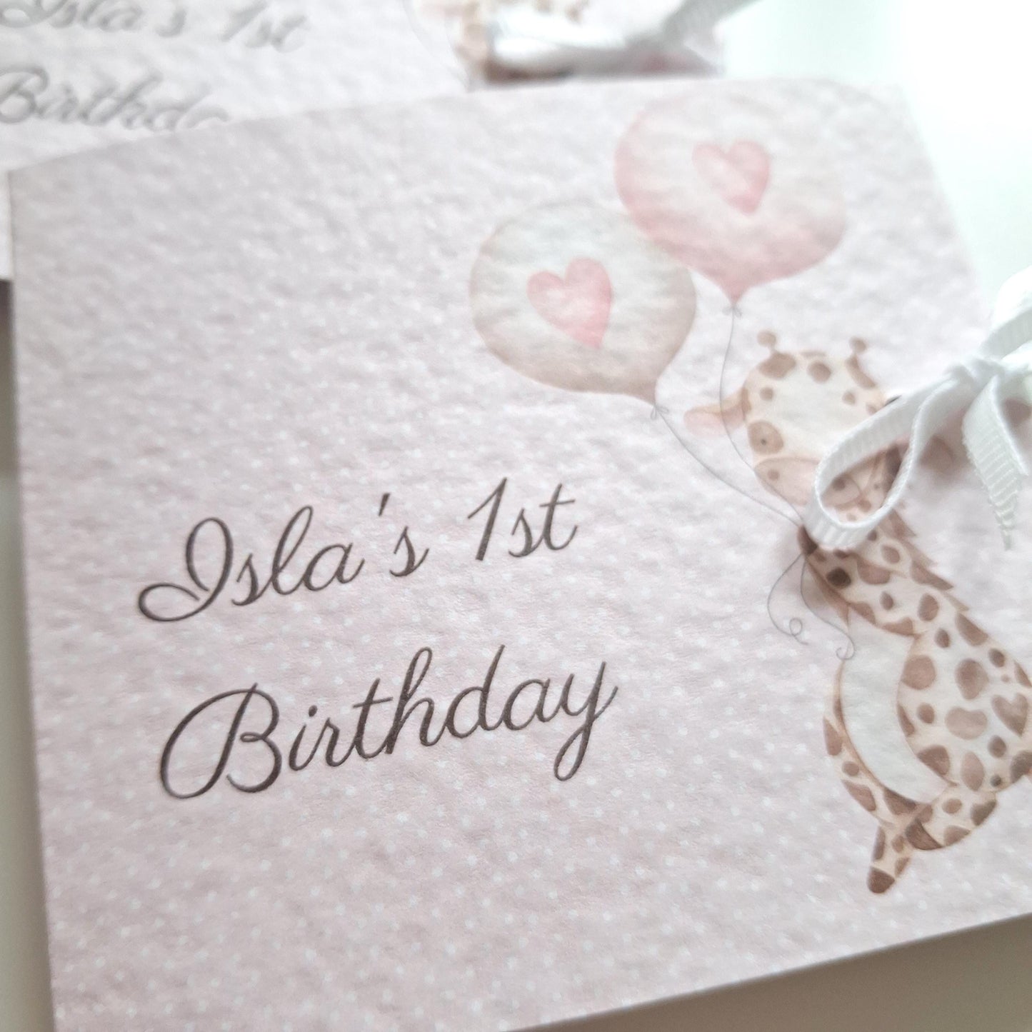 Personalised Baby Giraffe 1st Birthday Favours for Girls – Chocolate Treats