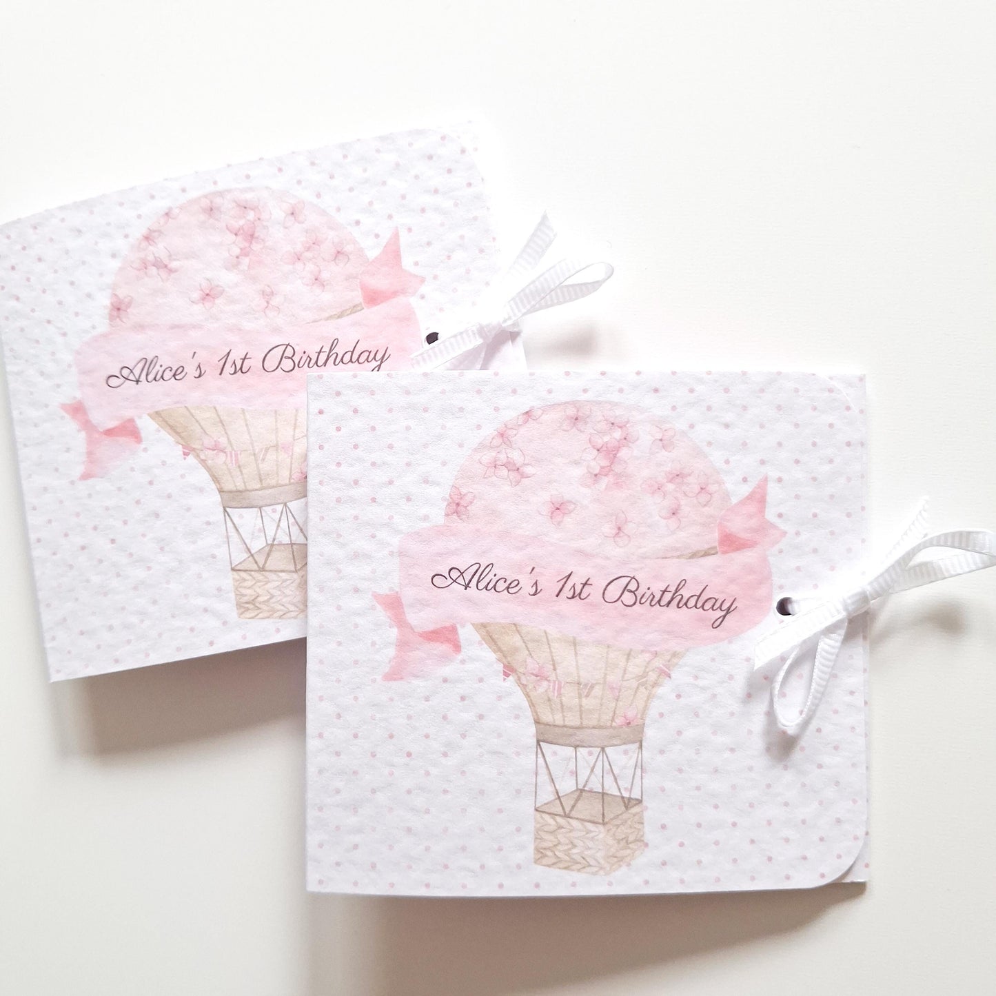 Personalised 1st Birthday Favours – Pink Hot Air Balloon Chocolate Thank-You Treats