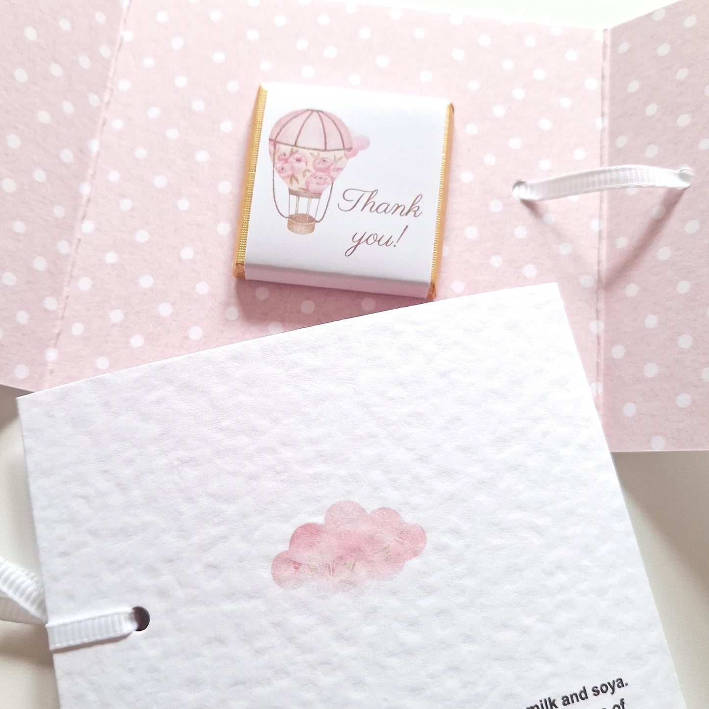 Personalised 1st Birthday Favours – Pink Hot Air Balloon Chocolate Thank-You Treats