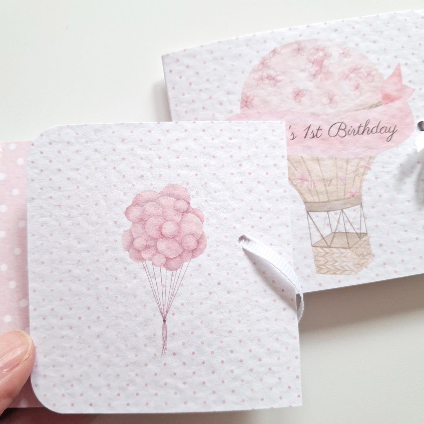 Personalised 1st Birthday Favours – Pink Hot Air Balloon Chocolate Thank-You Treats