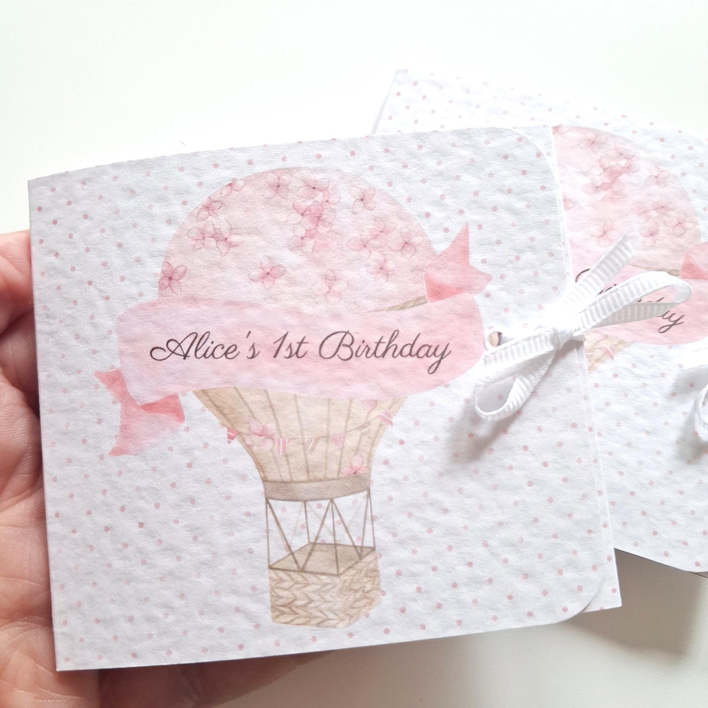 Personalised 1st Birthday Favours – Pink Hot Air Balloon Chocolate Thank-You Treats