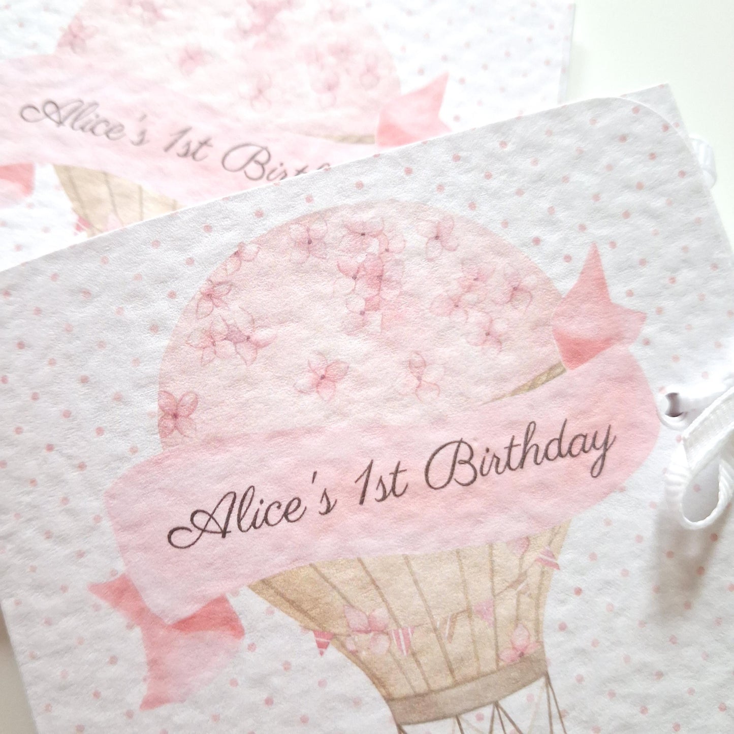 Personalised 1st Birthday Favours – Pink Hot Air Balloon Chocolate Thank-You Treats