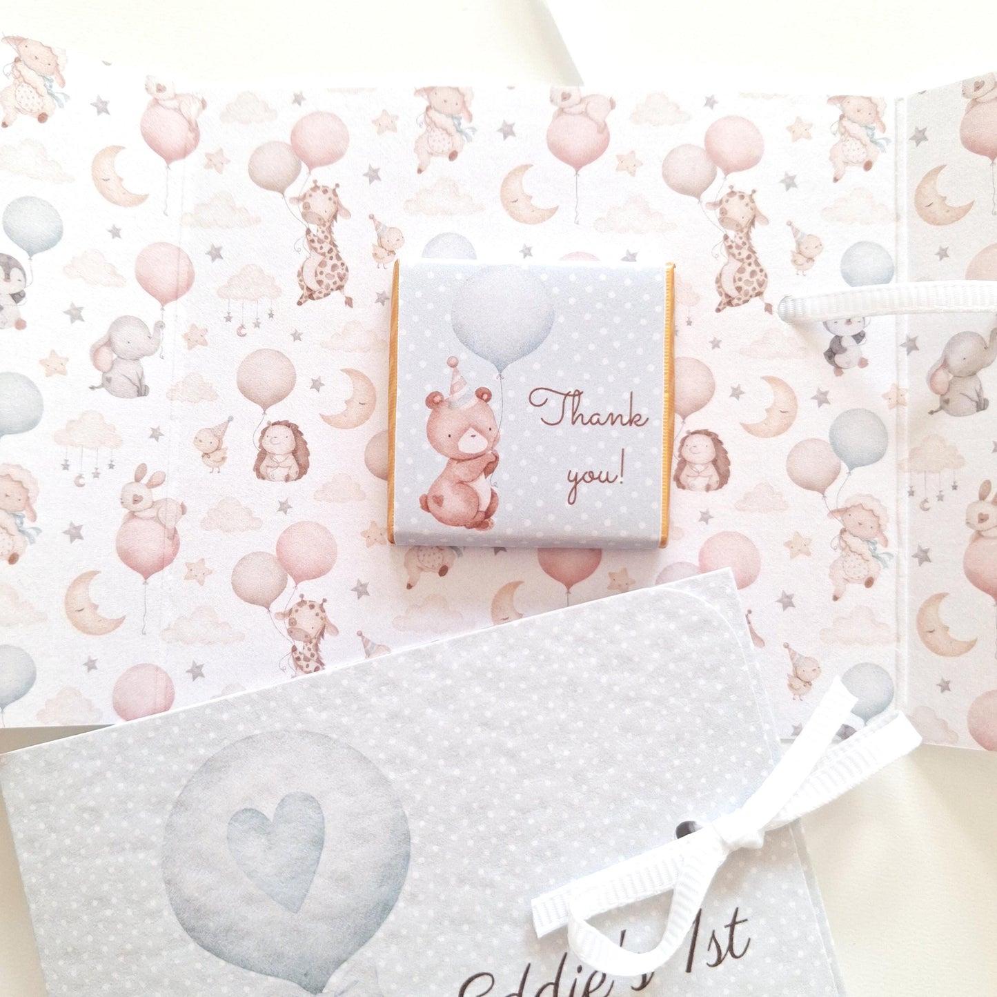 Personalised Baby Bear 1st Birthday Favours for Boys – Chocolate Treats