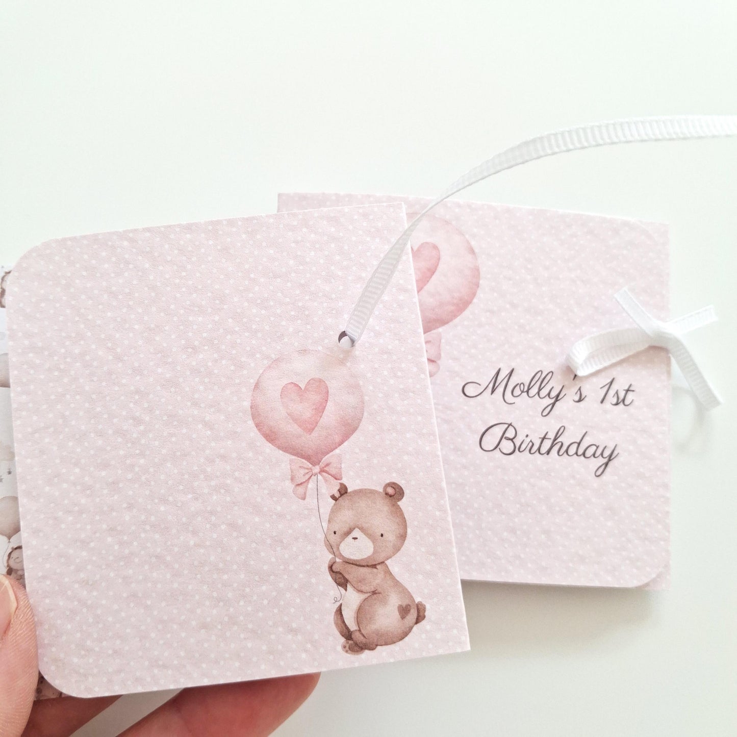 Baby Bear 1st Birthday Favours – Personalised Chocolate Treats for Girls