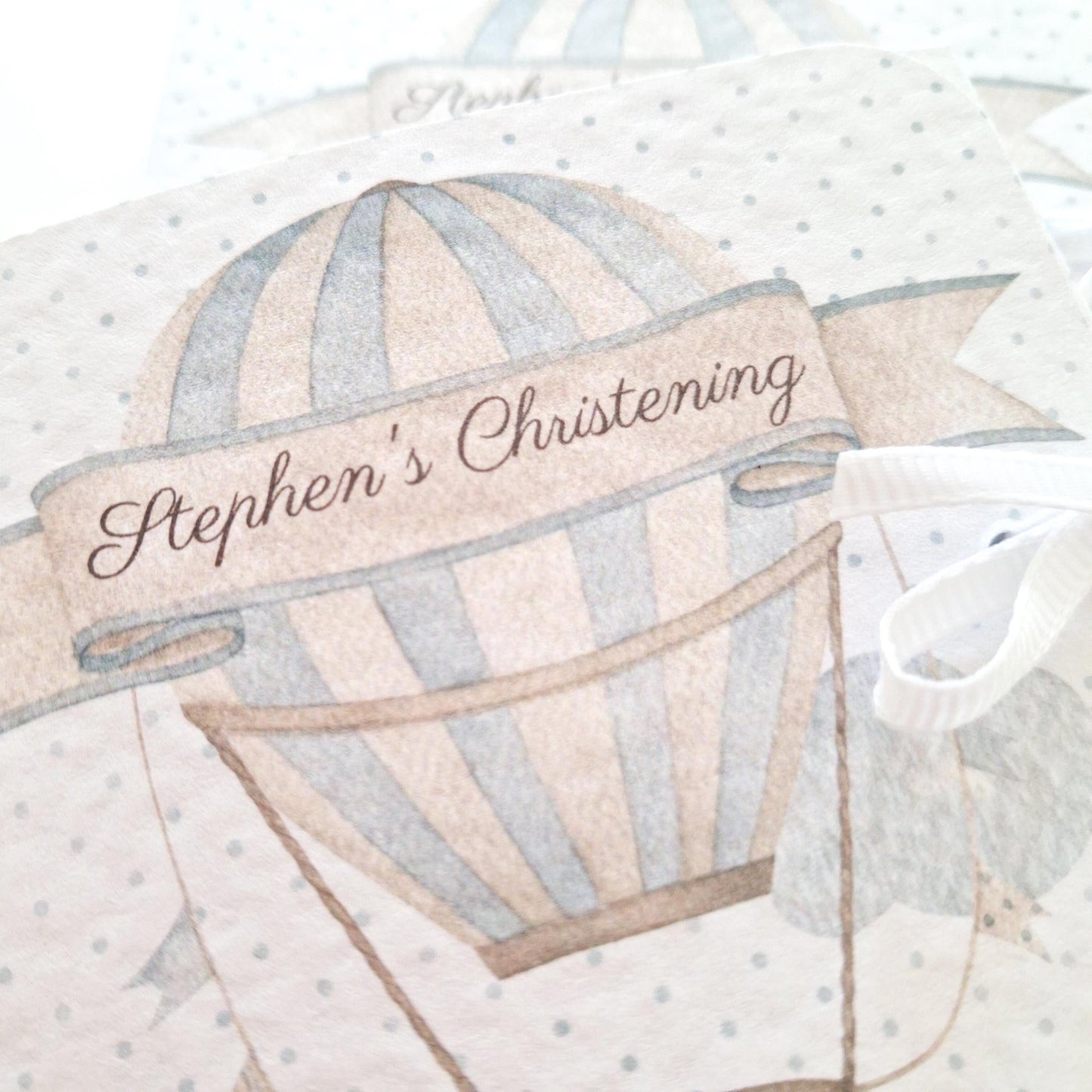 Blue Hot Air Balloon Christening Favours – Personalised Chocolate Gifts