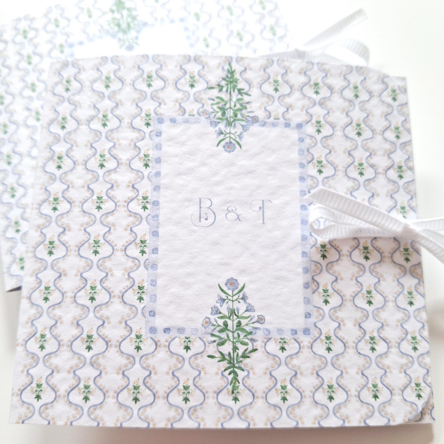 Blue Botanical Wedding Favours – Personalised Chocolate Gifts