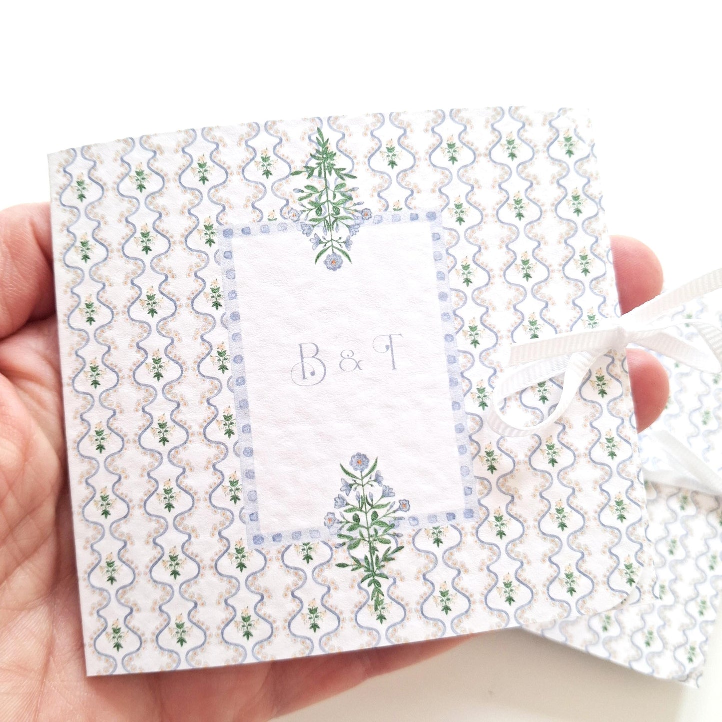 Blue Botanical Wedding Favours – Personalised Chocolate Gifts