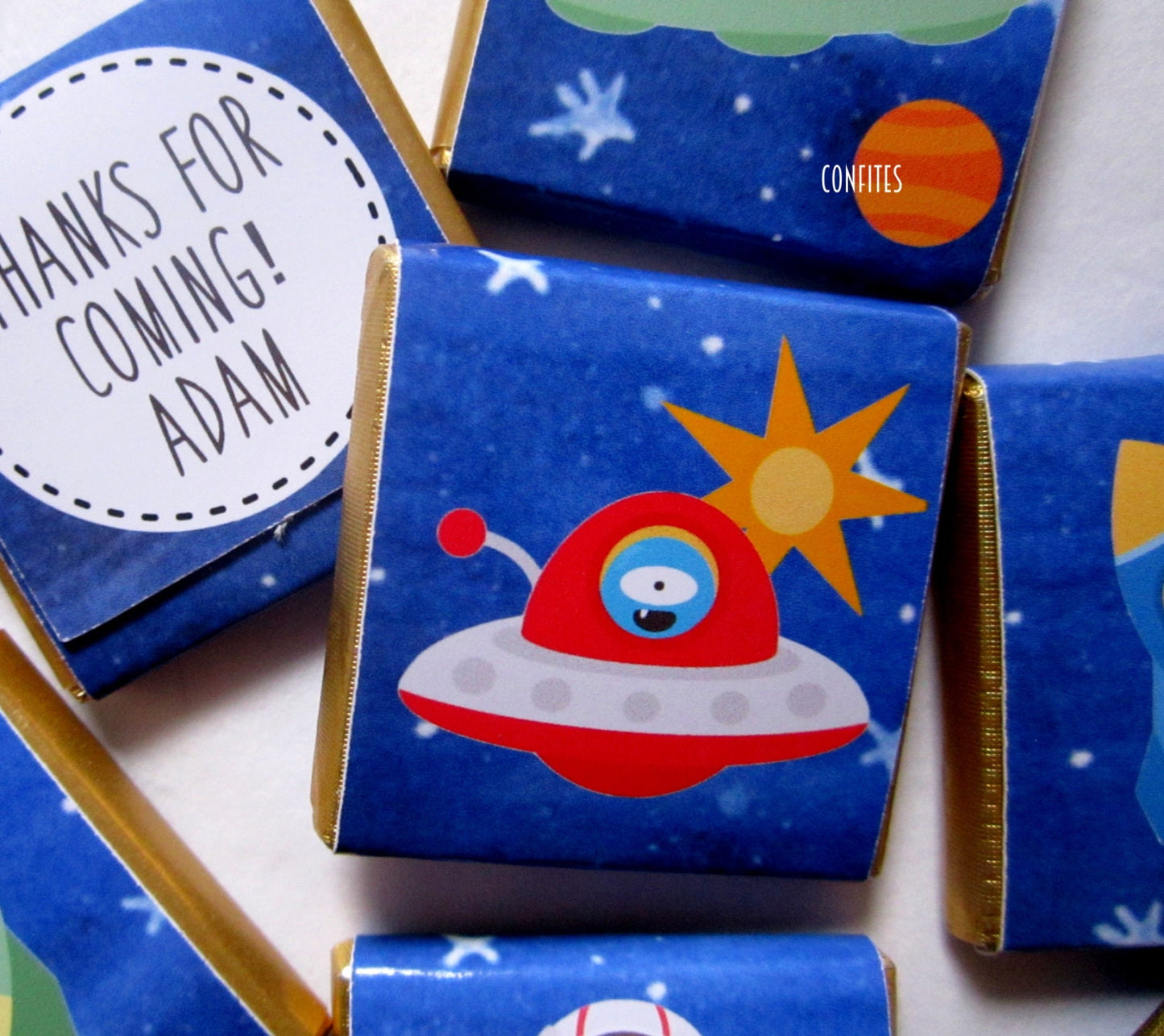 Personalised Astronaut Chocolate Favours, Space Party Treats (Pack of 25)
