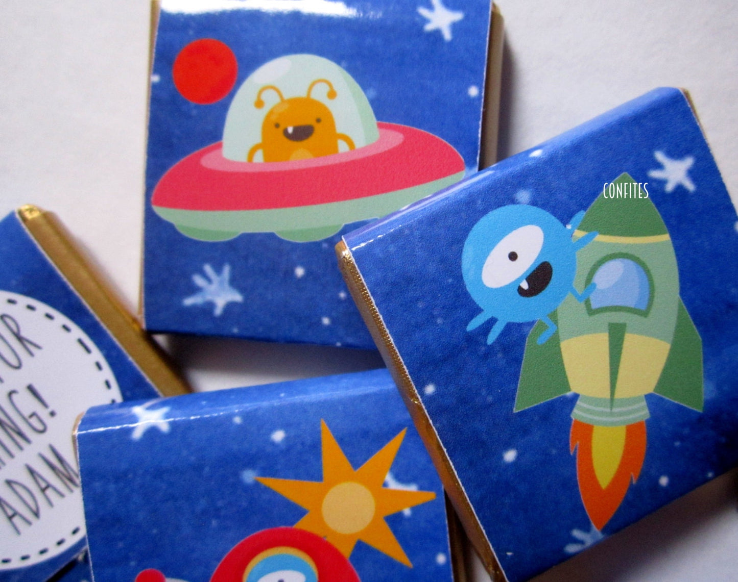 Personalised Astronaut Chocolate Favours, Space Party Treats (Pack of 25)