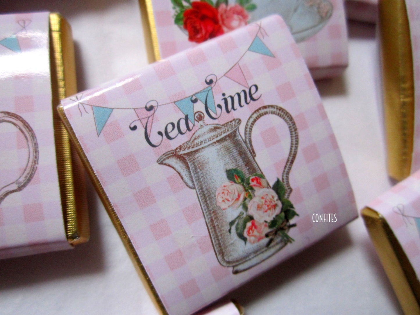 Tea Party Chocolate Favours – Personalised Pack of 25
