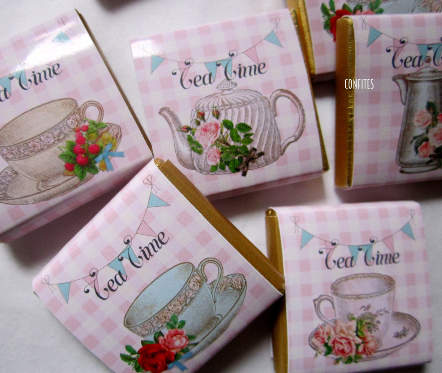 Tea Party Chocolate Favours – Personalised Pack of 25