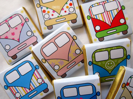 Personalised Camper Van Chocolate Favours (Pack of 25)