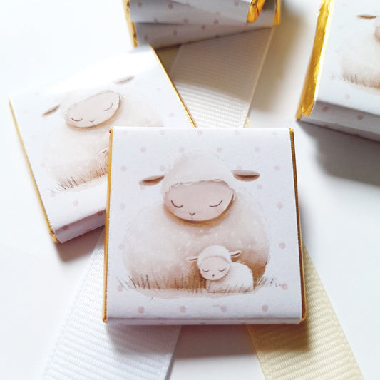 Mama Sheep Baby Shower Personalized Chocolate Favours – Party Bag Fillers, 25 Pcs