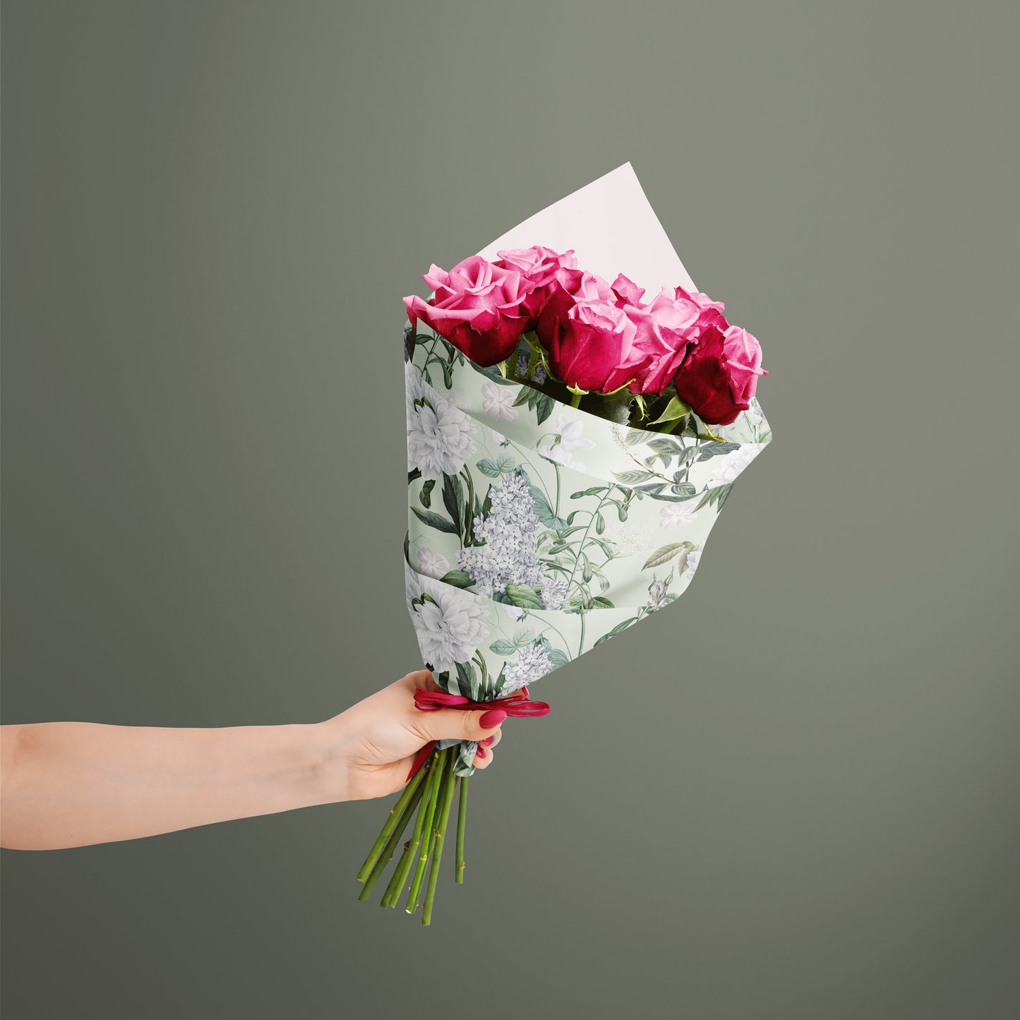 Botanical White & Green Gift Paper – Luxury Wrapping Sheet (Large Size)