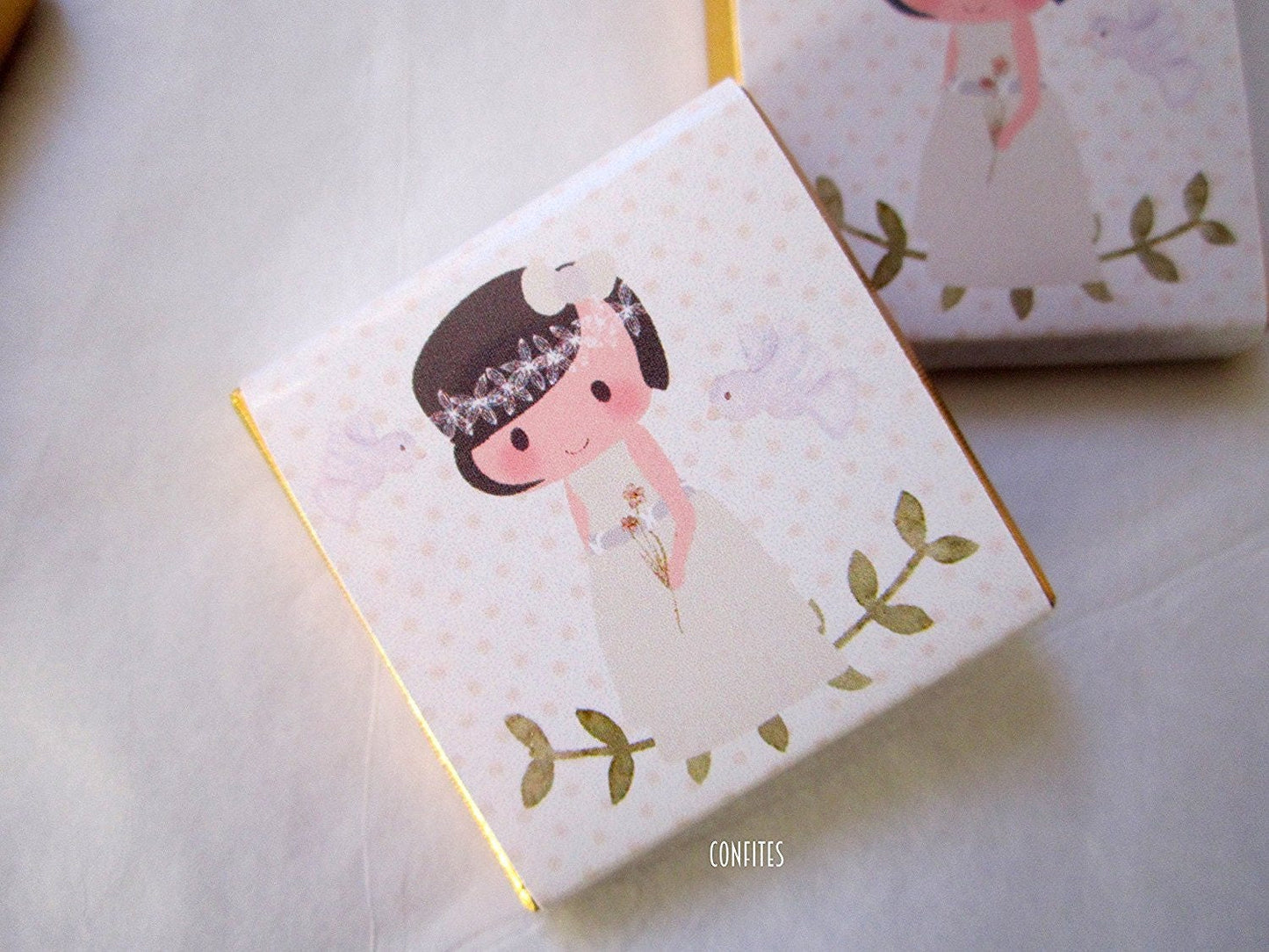 Personalized Little Girls First Communion Chocolate Favors – First Communion Guest Treats (25 pcs)