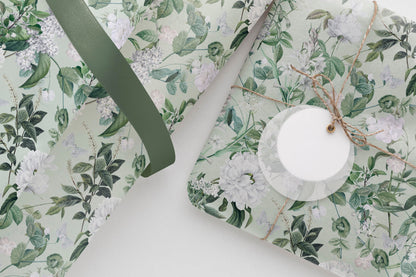 Botanical White & Green Gift Paper – Luxury Wrapping Sheet (Large Size)