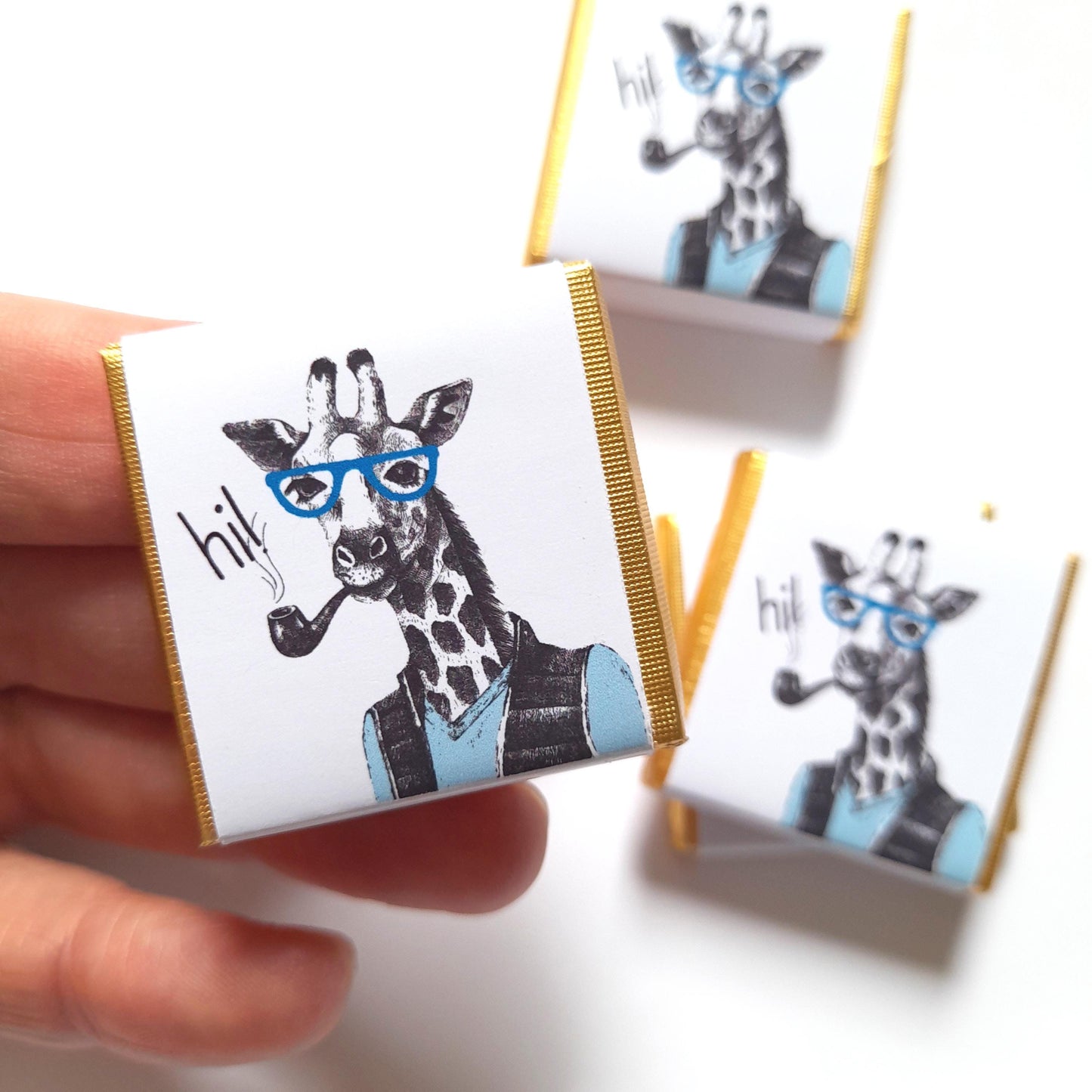 Personalized Urban Giraffe Chocolate Favours – Custom Birthday Party Favours (Pack of 25)
