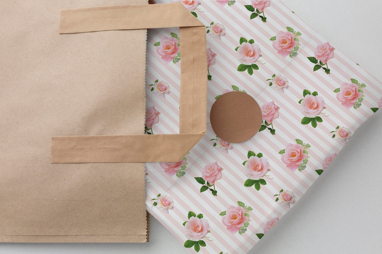 Valentine Pink Roses Gift Paper Sheet – Large Size, Romantic Wrapping Paper