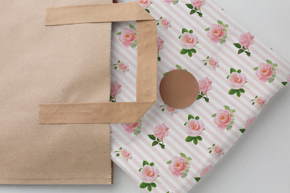 Valentine Pink Roses Gift Paper Sheet – Large Size, Romantic Wrapping Paper