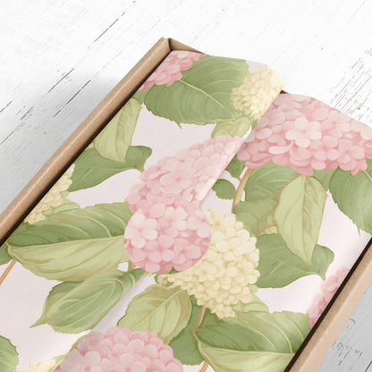 Pink and Cream Hydrangeas Gift Paper Sheet – Large Floral Wrapping Paper