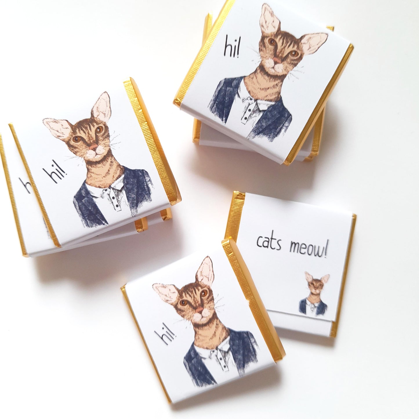 Personalized Handsome Cat Chocolate Favours – Fun Birthday Party Favours (Pack of 25)