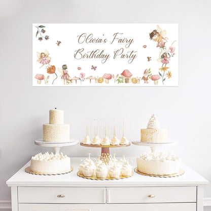 Personalised Fairy Birthday Banner – Satin Paper Wall Decor for Magical Party Themes