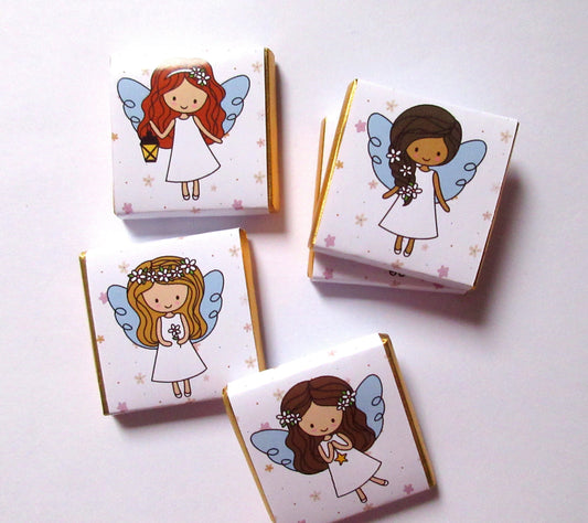 Personalized Angel Communion Girls Chocolate Favours – First Communion Guest Treats (25 pcs)