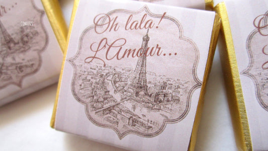 Personalized Old Paris Chocolate Favours – Travel-Themed Party Favors for Guests (Pack of 25)