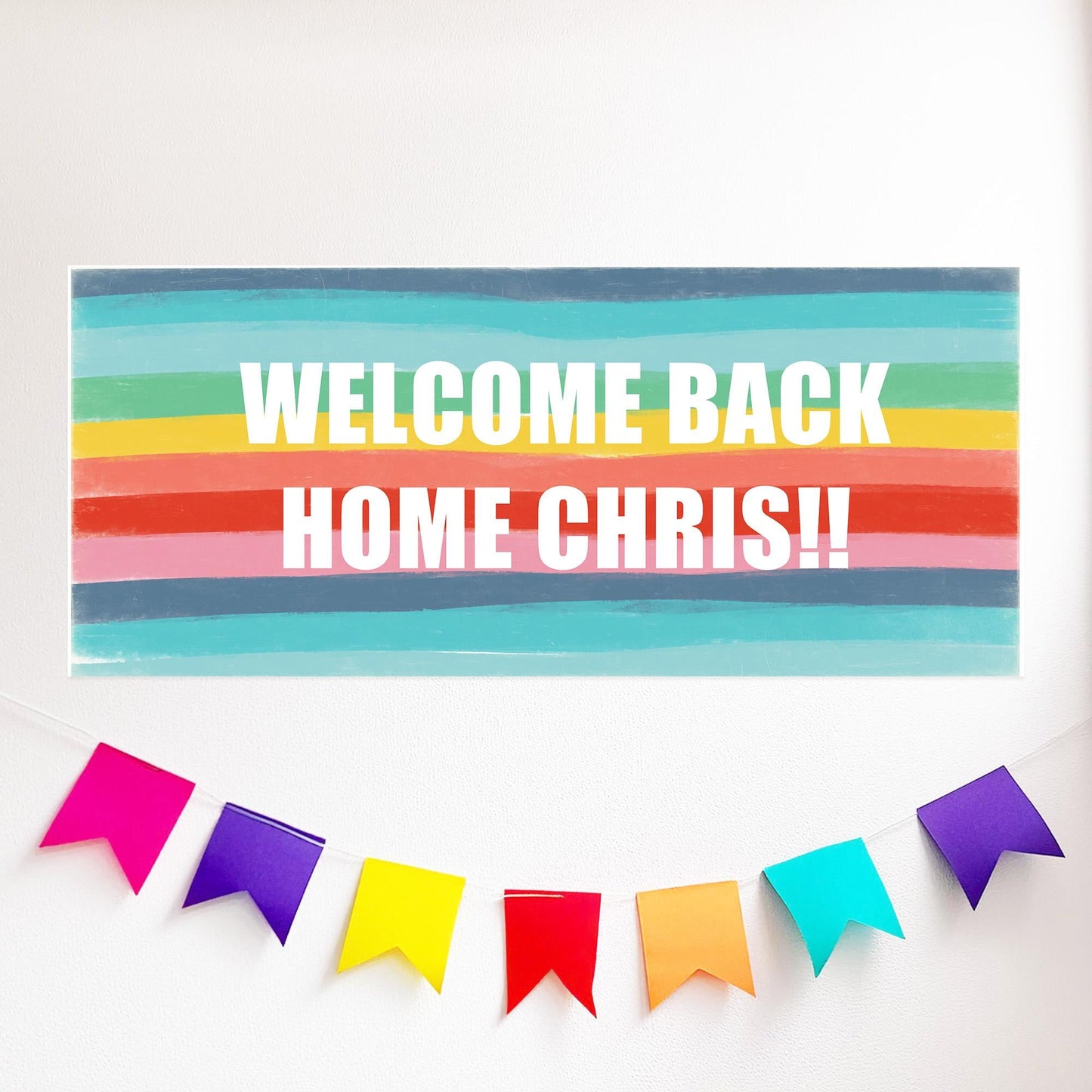 Personalised Welcome Home Banner – Custom Satin Paper Wall Decor for Homecoming Celebrations