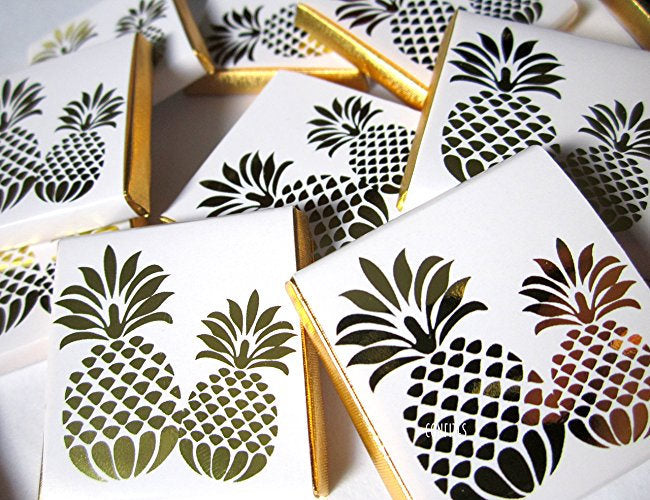 Personalized Golden Pineapple Tropical Party Chocolate Favours – Perfect Guest Favours (Pack of 25)