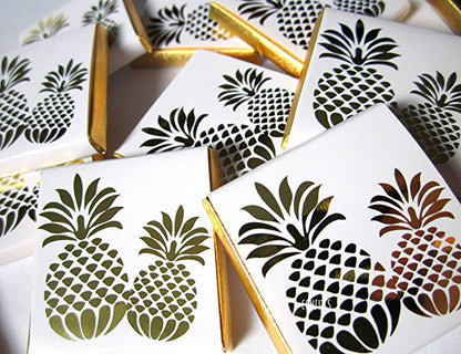 Personalized Golden Pineapple Tropical Party Chocolate Favours – Perfect Guest Favours (Pack of 25)