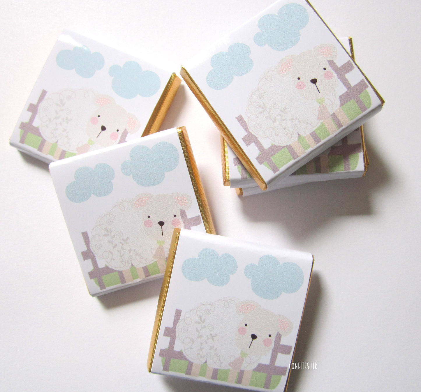 Personalized Baby Lamb Chocolate Favours – Cute Lamb Party Favours for Baby Shower, Christening, and Birthday (Pack of 25)