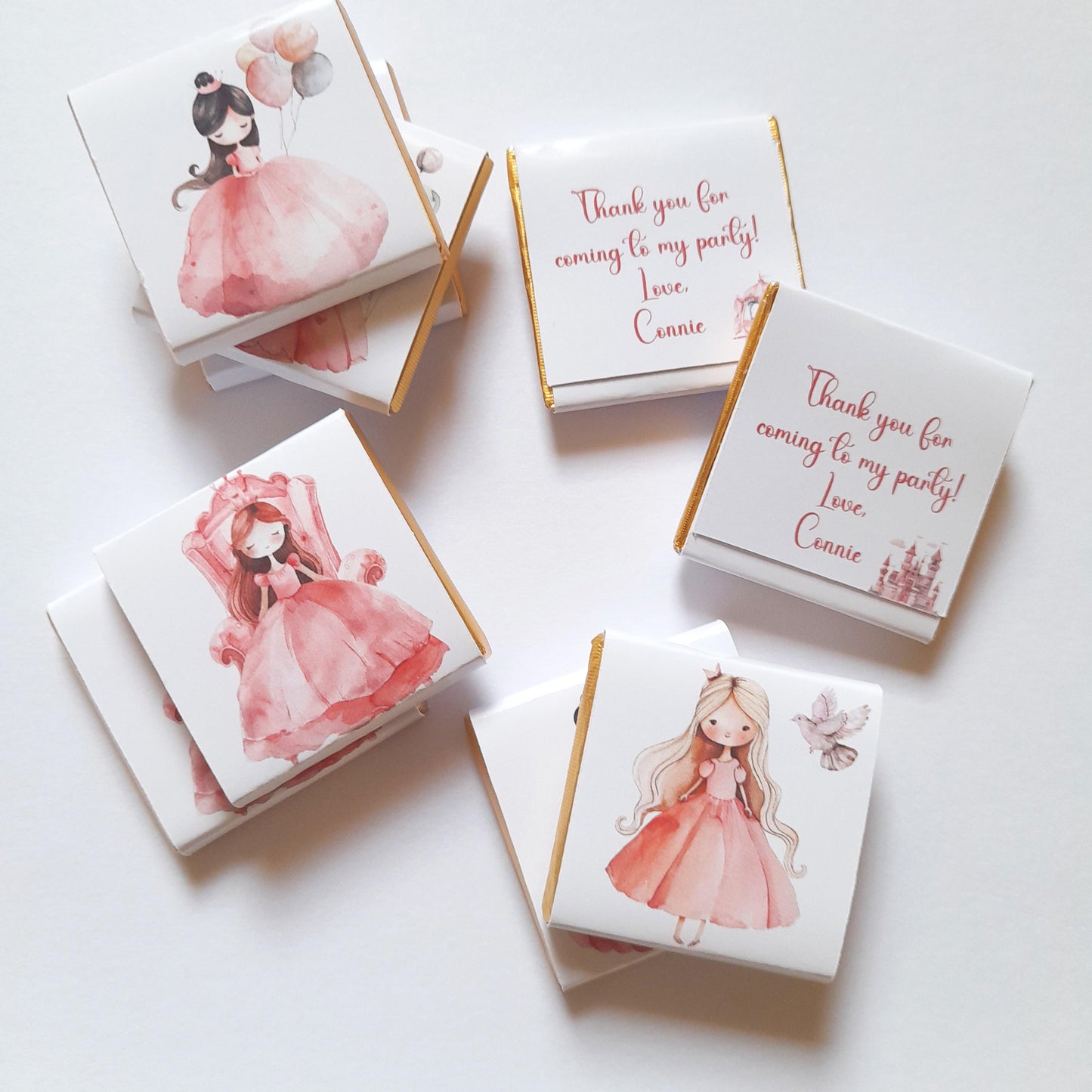 Personalized Princess Party Chocolate Favours – Sweet Treats for Guests, 25 pcs