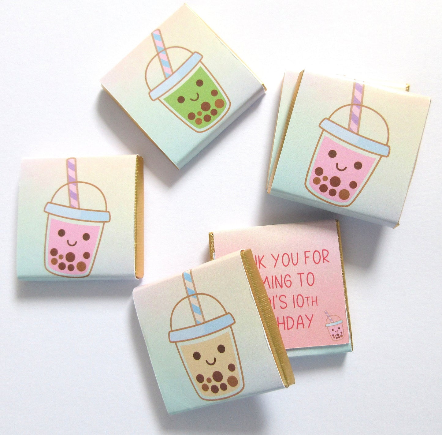 Personalized Bubble Tea Party Chocolate Favours – Boba Tea Party Guest Favours (Pack of 25)