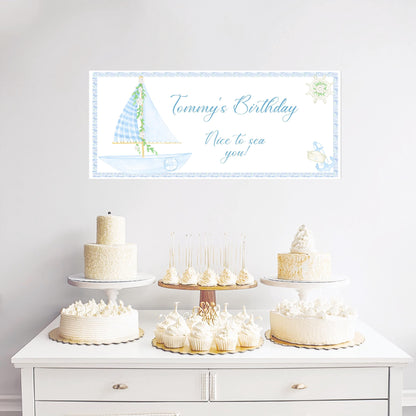 Personalised Nautical Banner – Custom Birthday Wall Decor in Satin Paper, Suitable for Any Occasion