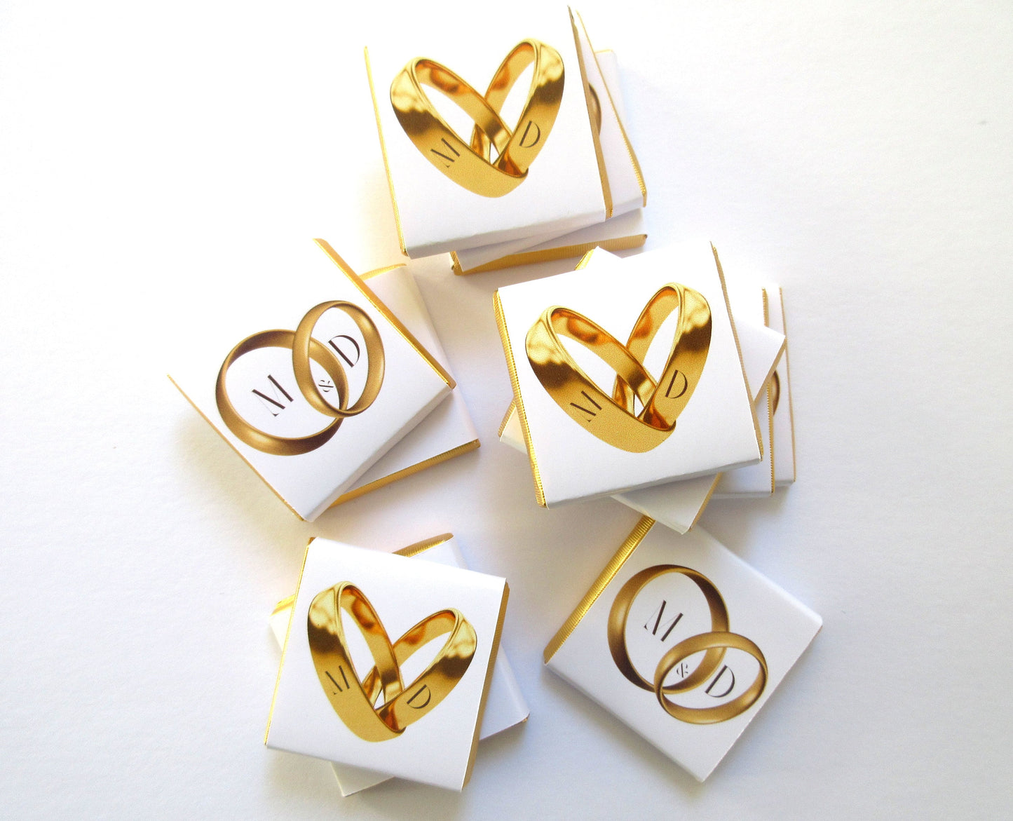 Personalized Engagement Chocolate Favours – Wedding Rings Design, Wedding Favours for Guests (Pack of 25)