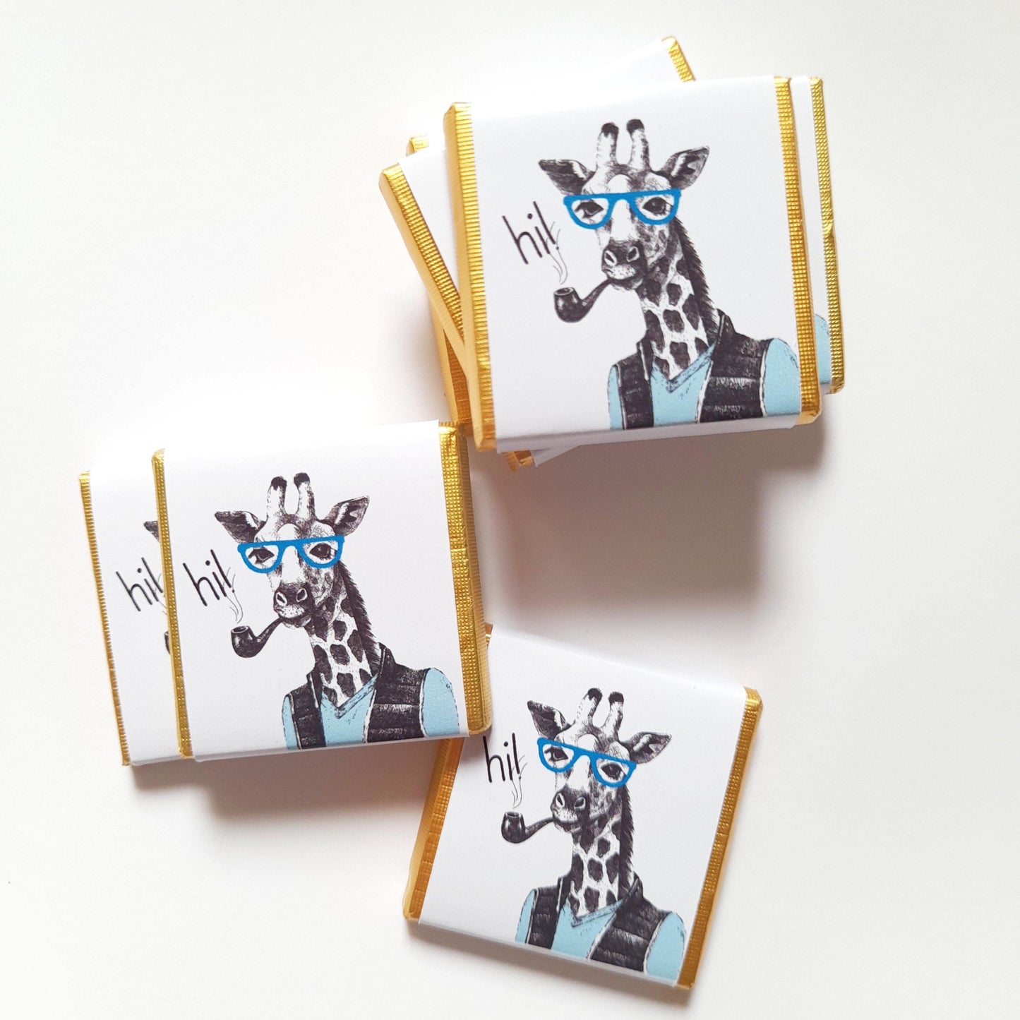 Personalized Urban Giraffe Chocolate Favours – Custom Birthday Party Favours (Pack of 25)