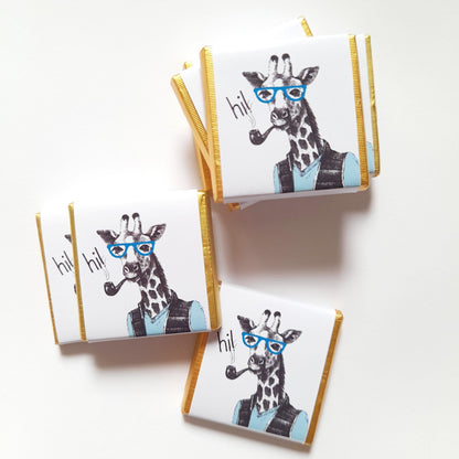 Personalized Urban Giraffe Chocolate Favours – Custom Birthday Party Favours (Pack of 25)