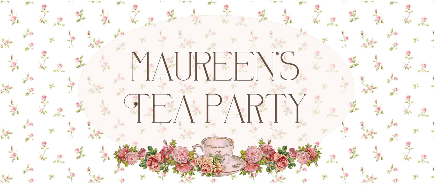 Personalised Tea Party Banner – Birthday Party Wall Decor in Satin Paper, Perfect for Any Occasion