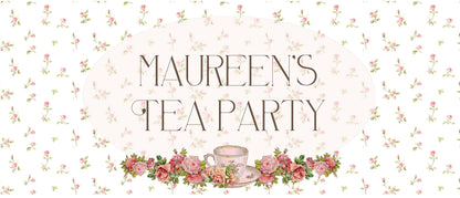 Personalised Tea Party Banner – Birthday Party Wall Decor in Satin Paper, Perfect for Any Occasion